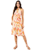 Modeve Women Multicolor A-Line Sleeveless Button Closure Dress_Medium