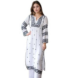 Anni Designer Women'S Rayon Viscose Chikankari Embroidered Straight Kurta (Stho White-Vks01_S_White_Small),White,S