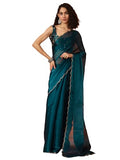 Womanista Women's Women Jimmychoo Saree ll Women Embellished Lace saree ll Women Belt saree ll Un-stitched blouse saree