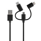 Rove Rv06551 4Ft 3-In-1 Multi Charging Cord Android And Iphone-Ready Cable - Black