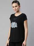 Enamor Athleisure Womens Relaxed Fit Long Length Short Sleeve Boat Neck 4 Way Stretch Antimicrobial Cotton Tee With Inspiring Gr
