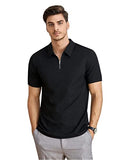 Leriya Fashion Men's Polo-Neck with Zip Closure Type T-Shirt || Half Sleeves Casual T-Shirt for Men || Ragular Wear Classic T-Shirt || Men's Regular Fit Polo-Neck T-Shirt.(Black-M) LF-MT-1015,Black