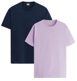ADRO T Shirts Pack of 2 Mens Tshirts Cotton T Shirts for Men Tshirt T-Shirts Combo T Shirts Tshirts for Men Plain Solid Tshirts Navy Purple Tshirt for Men RCM2-PLN-NB-PU-M,Navy,Purple