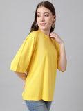 Kotty Women'S Cotton Blend Solid Oversized T-Shirts,Light YelllowApparel,L