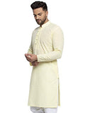 Jompers Men'S Embroidered Pure Cotton Kurta. (Yellow,M)
