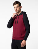 Fyltr Men'S Casual Colourblock Raglan Hoodie With Drawstrings - Utility Pockets | Ribbed Hem & Cuff,Berry Cherry,Berry Cherry,Xl