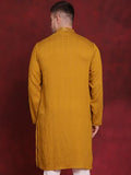 Jompers Sequins Embroidered Kurta Pyjama Set For Men. (Mustard, L)