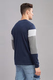 ADRO Full Sleeve Tshirt for Men | Colorblock T Shirt for Men | 100% Cotton Tshirt | Full Sleeve T-Shirt | Mens Full Sleeves T Shirts |FR3-24-4ST-NB-S,Navy,Grey,Dark Grey
