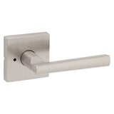 Kwikset Montreal Interior Privacy Door Handle with Lock, Door Lever For Bathroom and Bedroom, Satin Nickel Reversible Keyless Pu