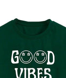 Toplot Text Printed Round Neck Crop Top For Women (Vibes-Crop-Top-5202-Olive-L),Green,,B0DCTJRX26