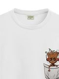 ADRO Tshirt for Men | Anime T Shirt for Men | 100% Cotton Tshirt | Graphic Printed T-Shirt | Chest Printed Tshirt | Groot Anime Tshirt | T-Shirts| RN24-STICK-PCGRO-WH-XL White,White