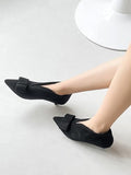 Shoetopia Women'S Blacksuede Ankle Boot Heels Pointed Toe With Bow Detail Stylish & Comfortable Shoes Eu39,Black,6,B0CNVN2BL4