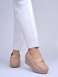 Shoetopia Upper Buckle Detailed Peach Loafers For Women & Gilrs /Eu41,Peach,8,B0F7M12WV6