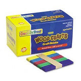 CHENILLE KRAFT Colored Wood Craft Sticks, 41/2 x 3/8, 1000 per Box (Case of 8)