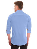 Lookmark Men'S Cotton Blend Blue Color Stitched Solid Full Sleeve Shirt(Amzn-Shirt 54-L)