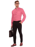 Lookmark Men'S Cotton Blend Pink Color Stitched Solid Full Sleeve Shirt(Amzn-Shirt 55-Xl)