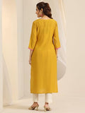 Libas Women'S Silk Blend Straight Kurtas (29704_Mustard_L)