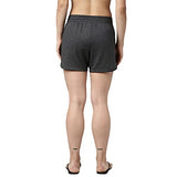 Enamor E078 Mid-Rise Terry Cotton Shorts For Women With Side Pockets And Adjustable Drawstring(E078_Charcoalmelange_L)