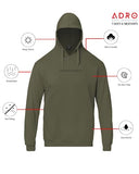 Adro Mens Printed Hoodies In Premium Cotton Fleece 340 Gsm (H23-M-Cre-Ol_Olive_M)