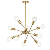 BONLICHT Modern 10 Light Sputnik Chandeliers Brushed Brass with Adjustable Arms Metal Kitchen Light Fixtures Gold Mid Century Pe