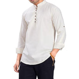 Divisive Men'S Cotton Relaxed Fit Short Kurta (Dkrt1065_L_Cream)
