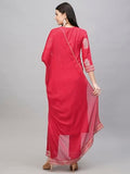Anni Designer Women'S Cotton Blend Straight Printed Kurta With Pant & Dupatta (Carla Pink_M_Pink_Medium),Pink,M,Cotton Blend,Carla Pink_1517,Kurta, Scarf