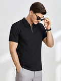 Leriya Fashion Men's Polo-Neck with Zip Closure Type T-Shirt || Half Sleeves Casual T-Shirt for Men || Ragular Wear Classic T-Shirt || Men's Regular Fit Polo-Neck T-Shirt.(Black-M) LF-MT-1015,Black