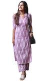 Anni Designer Women'S Rayon Viscose Straight Printed Kurta With Pant (Demeter Onion_L_Lavender_Large),Lavender,L