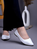 Shoetopia Women'S Whitetextured Bellies Stylish Pointed Toe Flats For Office Casual & Daily Eu37,White,4,B0DRJGND8L