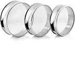 Blue Earth 3 Sieve Stainless Steel Atta Chalni/Channi/Flour Sieve (Silver Pack ONE Spices, Food Strainers, Atta Set (Silver)