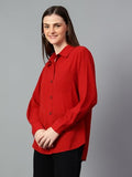 Kotty Women'S Oversized Cotton Blend Shirt(Red,M)