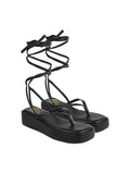 Shoetopia Stylish Ankle Wrap Black Flat Sandals For Women & Girls /Eu39,Black,6,B0DK732D9X