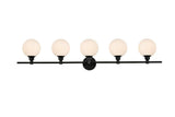 Living District Cordelia 5-Light Iron/Glass Bath Sconce In Black/Frosted White