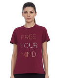 Enamor Athleisure Women's Short Sleeve Crew Neck Relaxed Fit Antimicrobial 4 Way Stretch Breathable Cotton Tee - A301(A301-Burgundy -S),Burgndy Freeyourmind