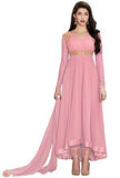 Fashion Basket Women's Georgette Pink Semi-Stitched Anarkali Dress Material