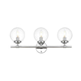 Living District Ingrid 3-Light Iron & Glass Bath Sconce In Chrome And Clear