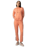 FYLTR Women's Drop Shoulder Hoodie & Joggers Set With Contrast Branded Tape on Sleeve and Jogger Side Seam - Rib Hem & Cuff | Slit Detail at Hem,Peachy Opal