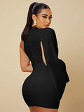 Kotty Women'S One Shoulder Mini Sheath Dress(Black,Xl)
