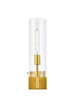 Living District Savant 1-Light Metal Wall Sconce In Brass And Clear