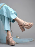 Shoetopia Embellished Rose-Gold Block Heels For Women & Girls /Eu35,Rose-Gold,2,B0DZVQQ5Q2