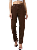 Style Quotient Women Straight Fit High Rise Stretchable Jeans, Brown, 36