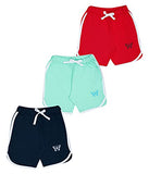 KYDA KIDS Girls 100% Cotton Plain Regular Fit Shorts for Summer- Multicolor(Pack of 3),Combo5