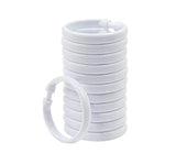 Bathroom Shower Plastic Curtain Liner Hook Hooks Rings 12 Pieces (White)