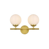 Living District Ansley 2-Light Iron & Glass Bath Sconce In Brass/Frosted White