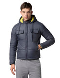 Fyltr Men'S Lightweight Winter Puffer Jacket With Stand Collar & Hood- Full Zipper | Side Pockets | Front Patch Pockets With Snap Button,Graphite Slate,Graphite Slate,Xl