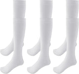 Wklouyhe 3 Pairs School Uniform Cotton Knee High Socks Athletic Sports Soccer Socks Tube Sock For Girls And Boys(White,1415 Yea