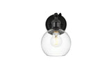 Living District Kai 1-Light Metal & Glass Bath Sconce In Black/Clear