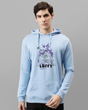 Adro Men'S Cotton Blend Neck Hooded Sweatshirt (H24-Luffy-Sk_Sky Blue