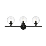 Living District Jaelynn 3-Light Iron & Glass Bath Sconce In Black/Clear