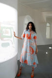 Anni Designer Women'S Cotton Blend Anarkali Printed Kurta With Pant (Santra Orange_M_Orange_Medium),Orange,M,Cotton Blend,Anarkali,